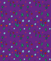 Flower and strawberry seamless pattern