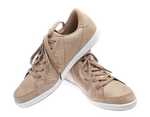 Youth sports footwear shoes brown. On a white background.