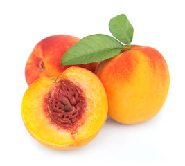 Sweet peaches with leafs