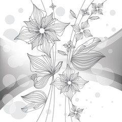 Fototapeta premium floral background, monochrome vector illustration