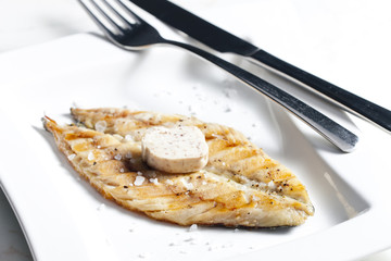 grilled mackerel with anchovy butter