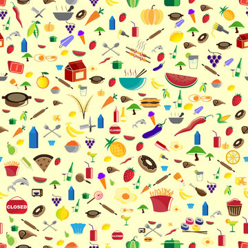vector illustration of food template with colorful food icon