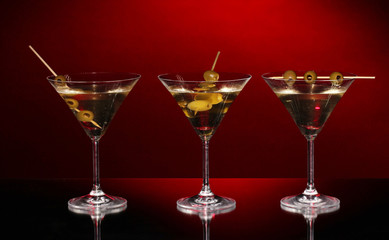 Martini glasses on dark background