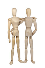 wooden puppets embracing