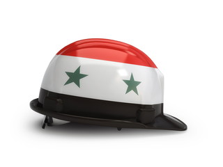 Syrian flag on construction helmet