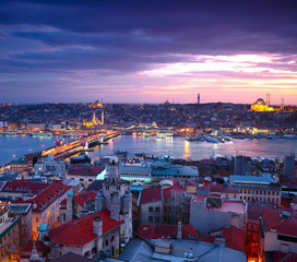 Panorama du coucher de soleil d& 39 Istanbul
