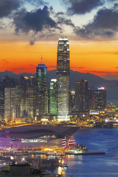 office building at sunset in hong kong