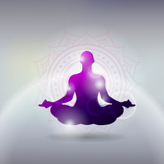Vector illustration Basic Yoga Poses in Silhouette