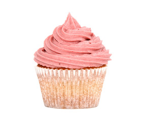 Tasty cupcake with pink frosting