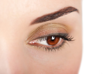 Fototapeta premium Close up beautiful woman eye with professional make up