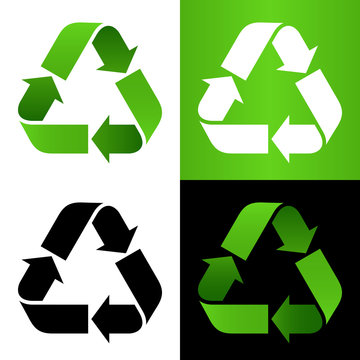 Set of recycle sign on white