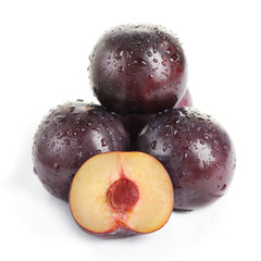 Plum fruit with dew