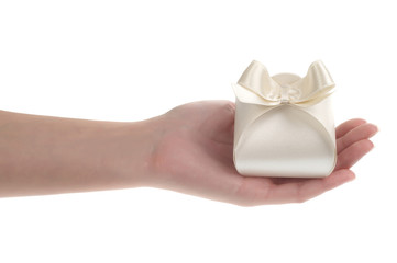 woman hand holding gift box