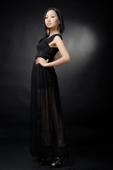 Fototapeta premium Asian woman in black dress