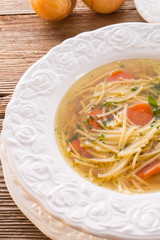 Noodle soup with beef broth