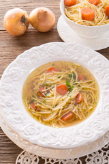 Noodle soup with beef broth