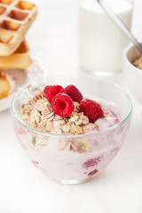 yogurt with muesli and fruits for breakfast © Kamila Cyganek