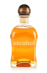 Bottle alcoholic product isolated on white