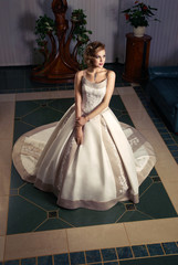 Fototapeta premium Beautiful bride in a luxury wedding dress