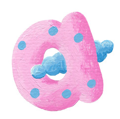 Pink letter a with cloud