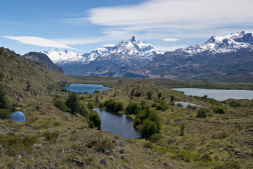 Fototapeta na wymiar Jeziora i Andes z Estancia Cristina
