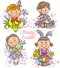 Illustration kids celebrate Easter