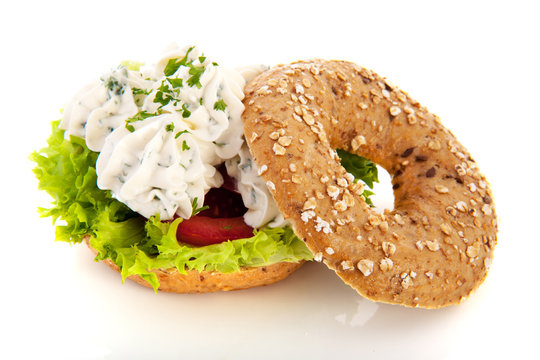 Bagel With Cream Cheese And Herbs