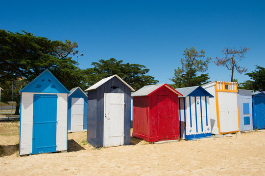 Beach huts on island Oleron in France