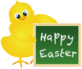 Happy Easter Chick with Chalkboard Illustration