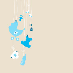 Card Hanging Baby Symbols Boy Beige