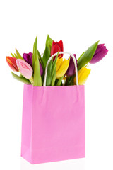 Shopping bag colorful tulips