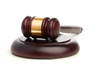 Judge's gavel isolated on white