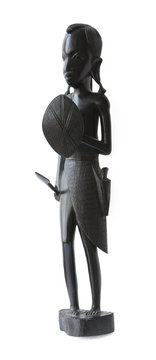 Statue of warrior masai carved from ebony