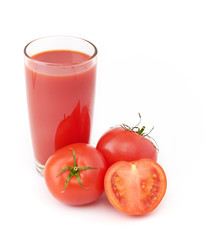 Tomatoes juice and group from tomatoes