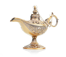 Aladdin magic lamp isolated on white