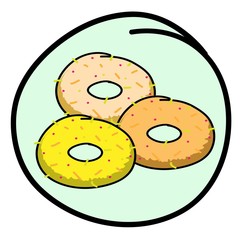A Donut Assortment on Round Green Background