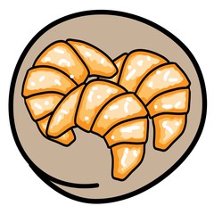 Three Fresh Croissants on Round Brown Background