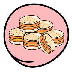 Stack of Macaroons on Round Pink Background