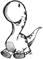 Printed roller blinds Cartoon draw Cute Dinosaur Sketch Doodle Vector Art