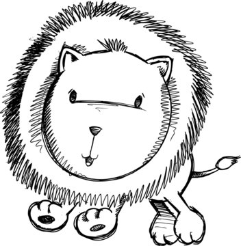 Cute Lion Cub Sketch Doodle Vector Art