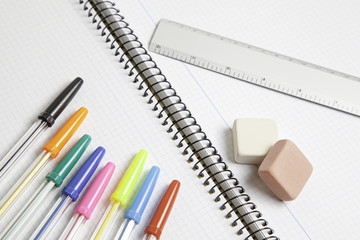 Pens with rubber and ruler