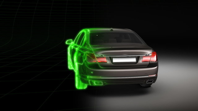 sport car wireframe rotating - loopready