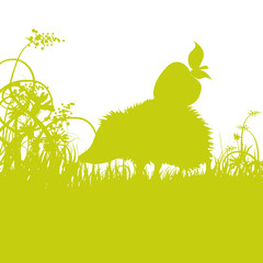 Igel und Apfel