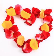 beautiful heart of red rose petals