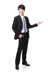 Young handsome Business man presenting