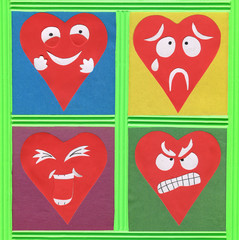 Funny Heart Faces Paper Cutout
