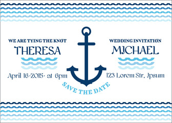 Naklejka premium Wedding Marine Invitation Card - in vector