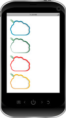 smart phone with a abstract cloud on the screen