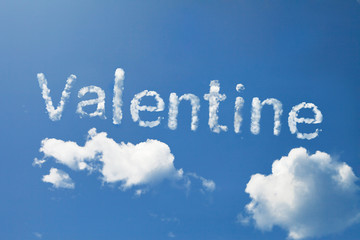Fototapeta premium valentine clouds word