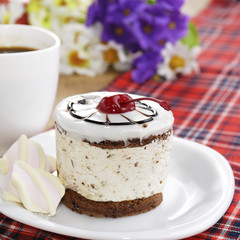 Hot coffee and tasty cake